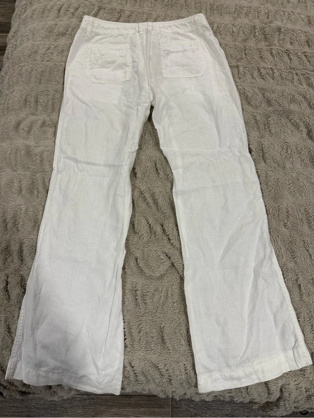Banana Republic White Linen-Blend Drawstring Wide-Leg Pants